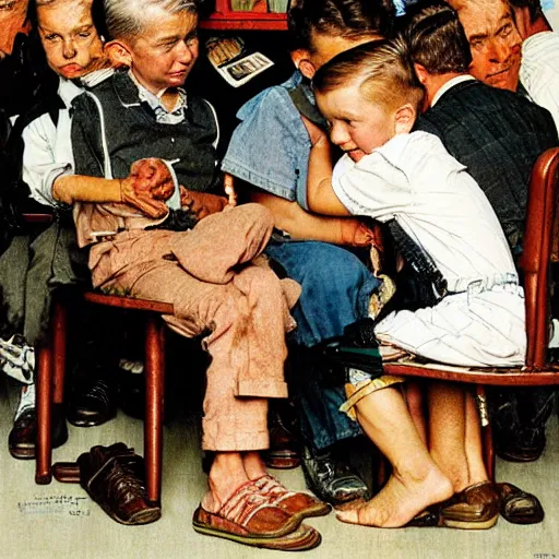 Image similar to insider trading by norman rockwell