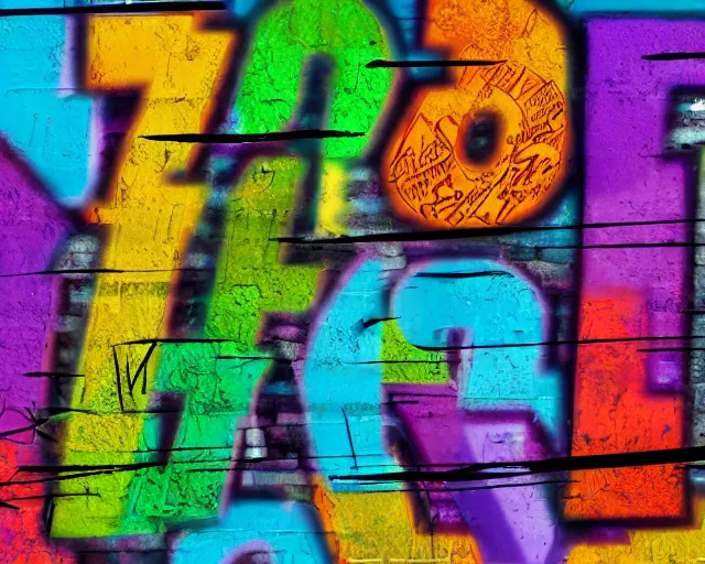 Image similar to 4 k hd, high resolution photograph of graffiti letters on a highway wall, full colour, shot with sigma f / 4. 2, 2 5 0 mm sharp lens, wide shot, high level texture render