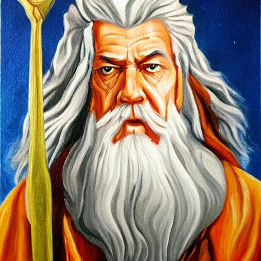 Image similar to gandalf as art deco, painting