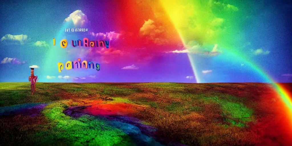 Image similar to i have set my rainbow in the clouds, and it will be the sign of the covenant between me and the earth. i will remember my covenant between me and you and all living creatures of every kind. never again will the waters become a flood to destroy all life. also, skittles. 7 0 mm. digital art 3 d render. dramatic lighting. silent running.