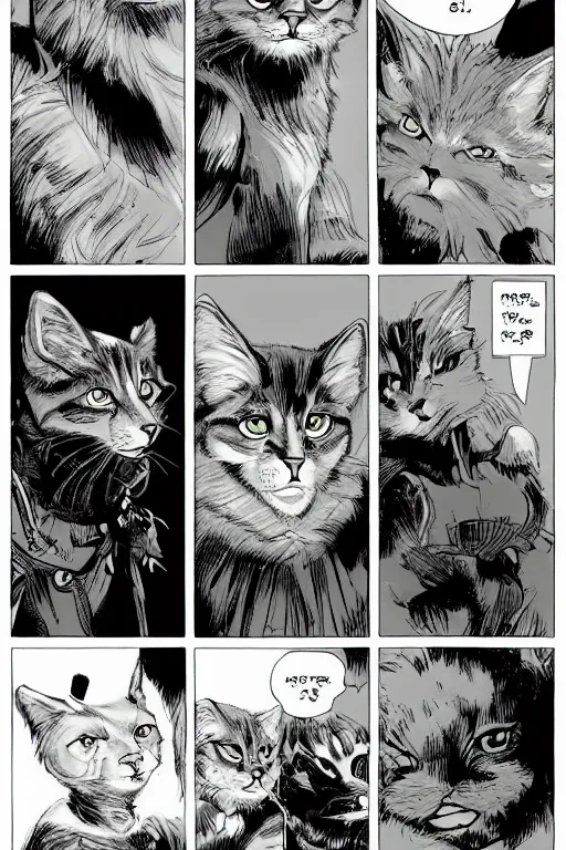 a graphic novel comic about warrior cats, Stable Diffusion