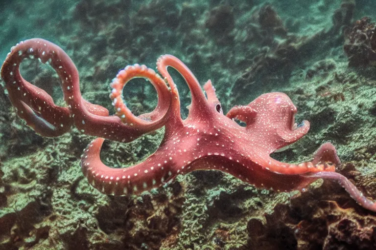 Image similar to underwater realistic hibrid jiraffe octopus, subsurface scattering, hd, 8 k, hdr