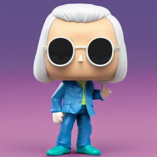 Prompt: a funko pop of jimmy saville. vray render. pastel colour background