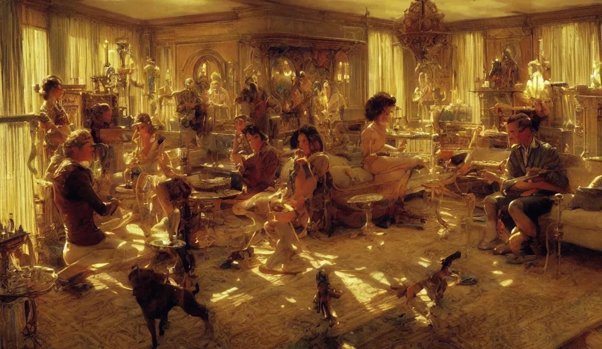 Prompt: ! dream a 7 0 s prisunic catalog with the indoor office of severance series ( 2 0 2 2 ), painting by gaston bussiere, craig mullins, j. c. leyendecker, in color