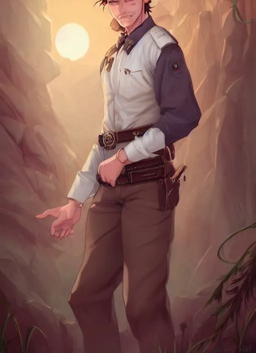 Prompt: beautiful portrait commission of a male furry anthro timber wolf old-timey Sherriff wearing white dress shirt with suspenders in an old-timey desert town. Atmospheric. Character design by charlie bowater, ross tran, artgerm, and makoto shinkai, detailed, inked, western comic book art