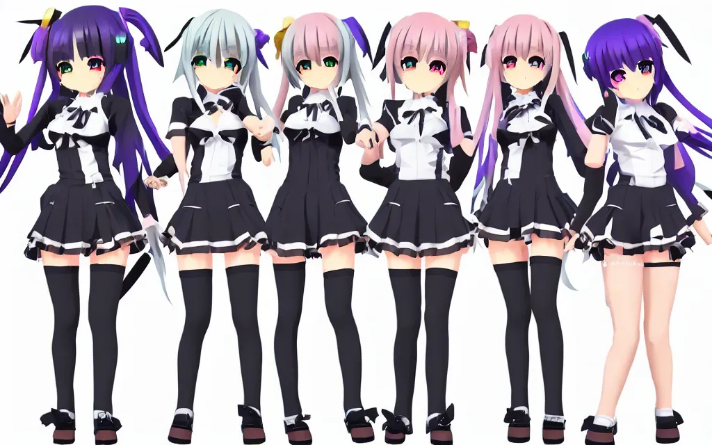 Image similar to Anime VTuber Full Body Model, Live2D Virtual YouTuber Model, 16K, Hololive, White Background, Cover corp, Anime VTuber Sheet