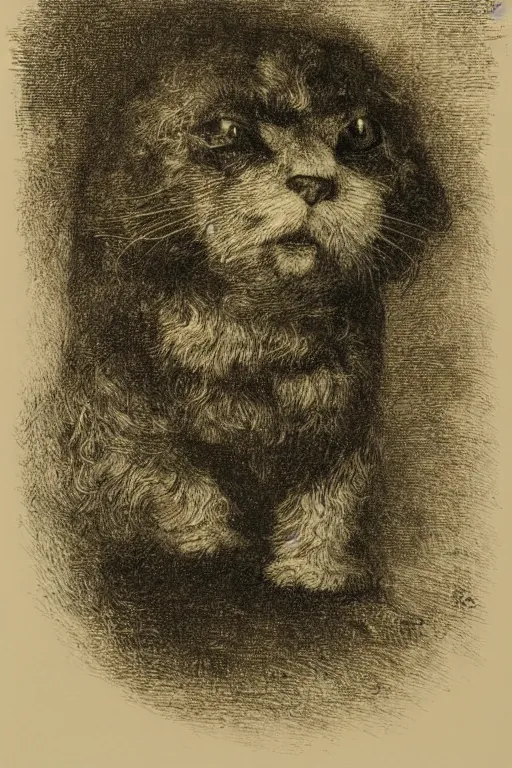 Prompt: portrait of Beanie Baby, Gustave Dore lithography