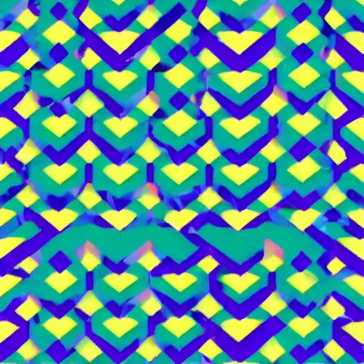 Image similar to a 9 0 s style geometric pattern design, bright colors, very sharp details, painted look, shapes and colors.