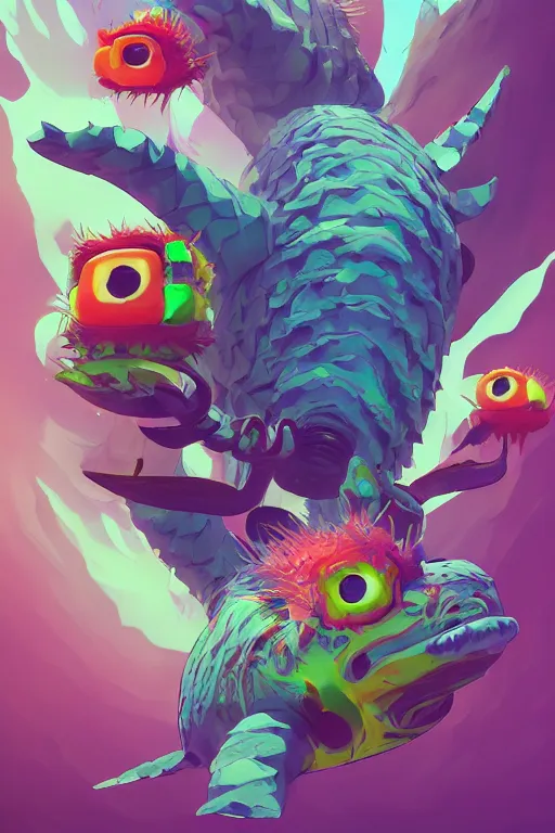 Image similar to 3 d render creature animal sushi cristal very big eye roots cactus elemental flush of force nature micro world fluo fishscale, comics gta 5 cover, official fanart behance hd artstation by jesper ejsing, by rhads, makoto shinkai and lois van baarle, ilya kuvshinov, ossdraws