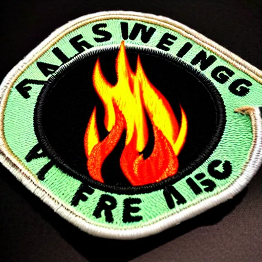 Prompt: a photo of a retro vintage minimalist clean fire flame warning patch