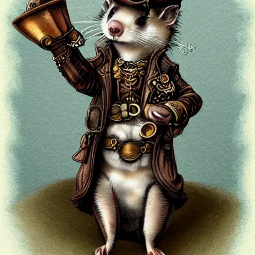 Prompt: steampunk ferret in tophet art