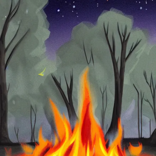 Image similar to close up of a campfire in the night, digital art
