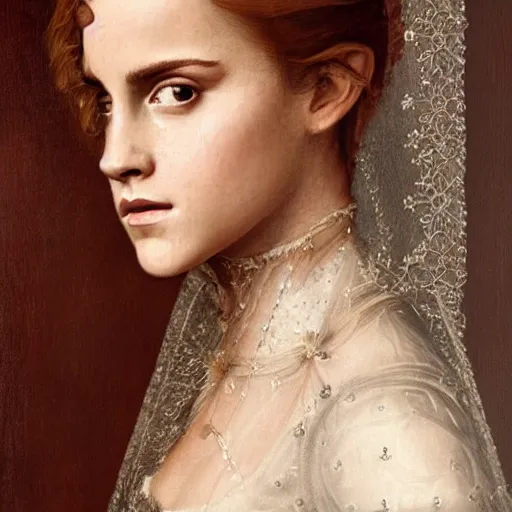 Image similar to a highly detailed renaissance painting of emma watson wearing knight armour, 4 k, victorian era, illustration