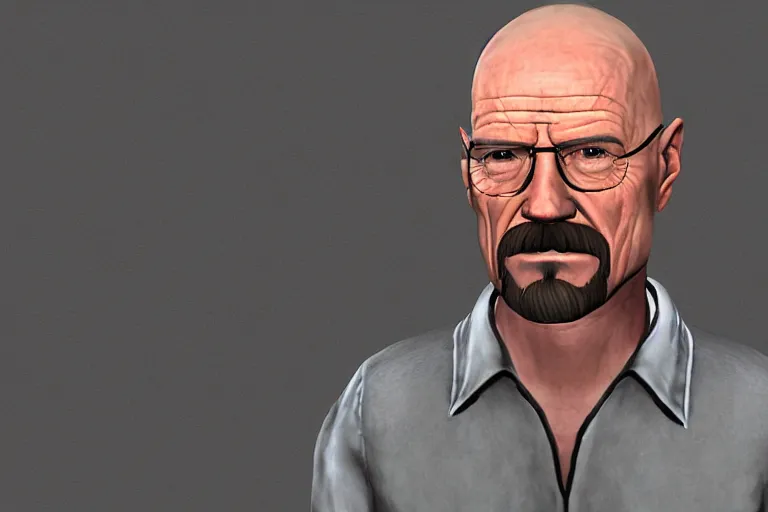 Image similar to Walter White as a character in the video game Garry's Mod,