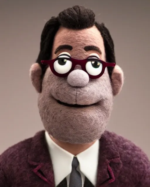 Image similar to david wallace as a muppet. highly detailed felt. hyper real photo. 4 k.