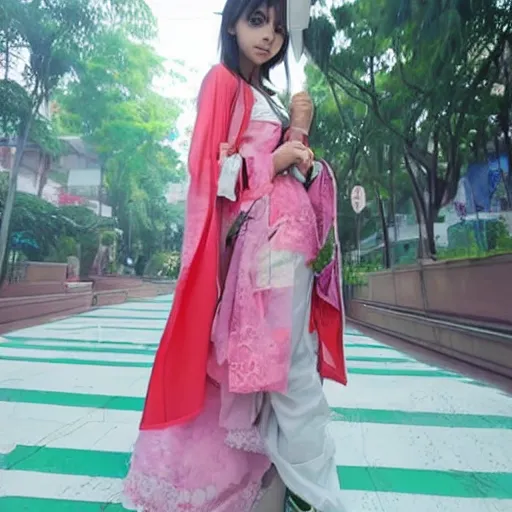 Prompt: anime girl walking in noida