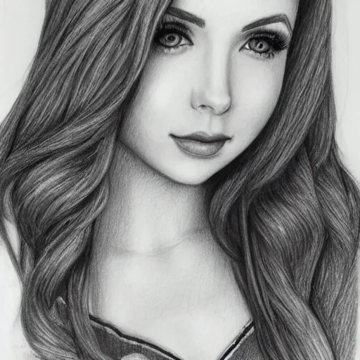 Prompt: amouranth pencil drawing, highly detailed