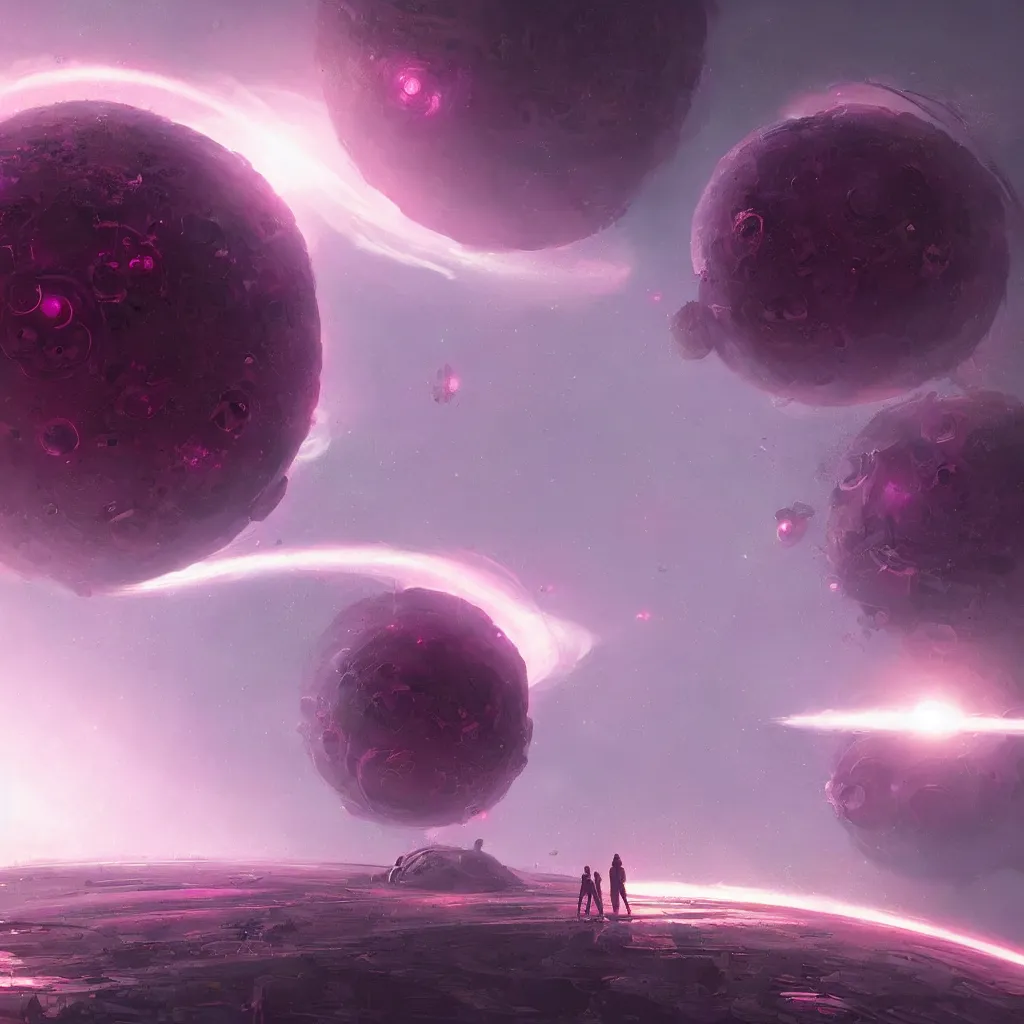 Image similar to dyson sphere program pink planet, concept art, by greg rutkowski