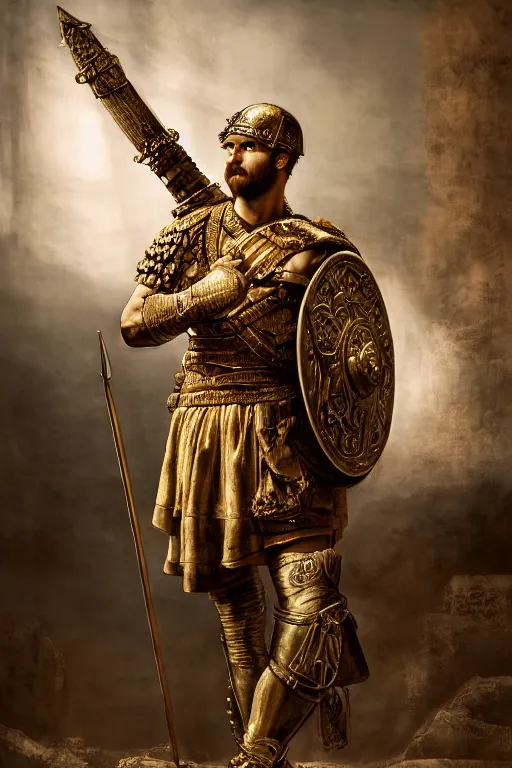 Prompt: roman legionnaire, painting, fine art, high contrast, divine, strong, rembrandt lighting, ray tracing global illumination, ray tracing reflections, insanely detailed and intricate, elegant, ornate, hyper realistic, super detailed, in roman triumph