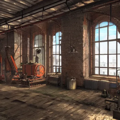 Image similar to factories of the industrial revolution in europe, highly detailed, photorealistic shot, bright studio setting, studio lighting, crisp quality and light reflections, unreal engine 5 quality render