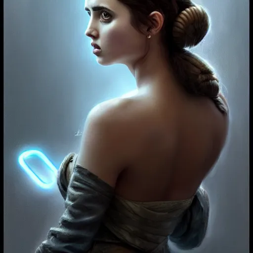 Prompt: ana de armas as princess leia, digital painting, extremely detailed, 4 k, intricate, brush strokes, mark arian, artgerm, bastien lecouffe - deharme