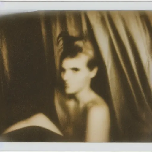 Prompt: An old polaroid photograph of sirenhead in my bedroom