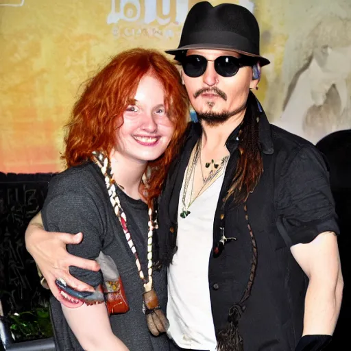 Image similar to johnney depp with cute ginger hair girlfriend