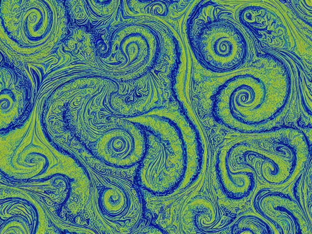 Prompt: 3d fractal swirling maze paisley colors lichen patterns