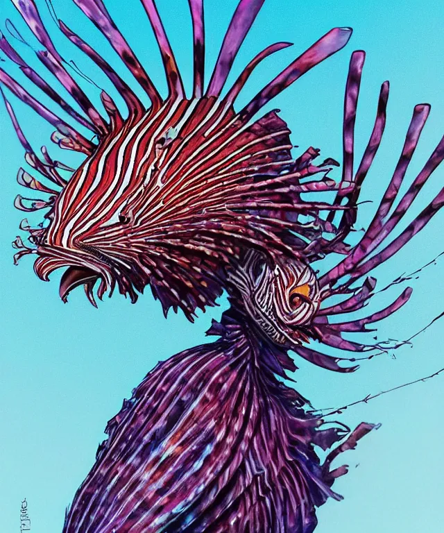 Image similar to the uneducated female anthropomorphic lionfish student. in the style of jean giraud in the style of moebius trending on artstation deviantart pinterest photorealistic hd 8 k highlights and shadow detailed high resolution