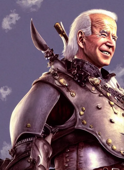 Image similar to a full portrait photo of biden in final fantasy ix style, f / 2 2, 3 5 mm, 2 7 0 0 k, lighting, perfect faces, award winning photography.