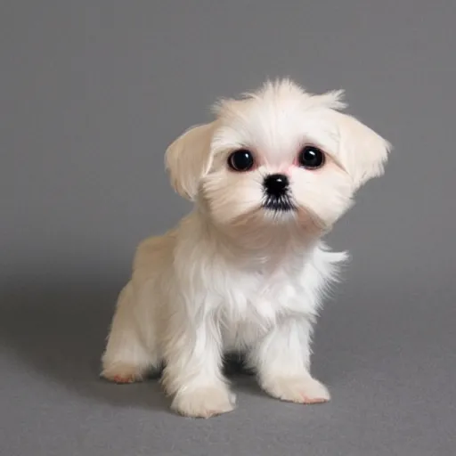 Prompt: maltese puppy dog, side view