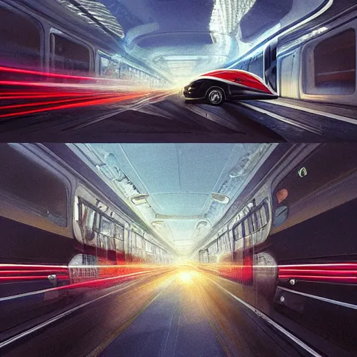 Image similar to realistic render portrait of an bus flying through space, money is flying out of the bus' windows, intricate, sci-fi, extremely detailed, digital painting, sculpted in zbrush, artstation, concept art, smooth, sharp focus, illustration, chiaroscuro lighting, golden ratio, incredible art by artgerm and greg rutkowski and alphonse mucha and simon stalenhag