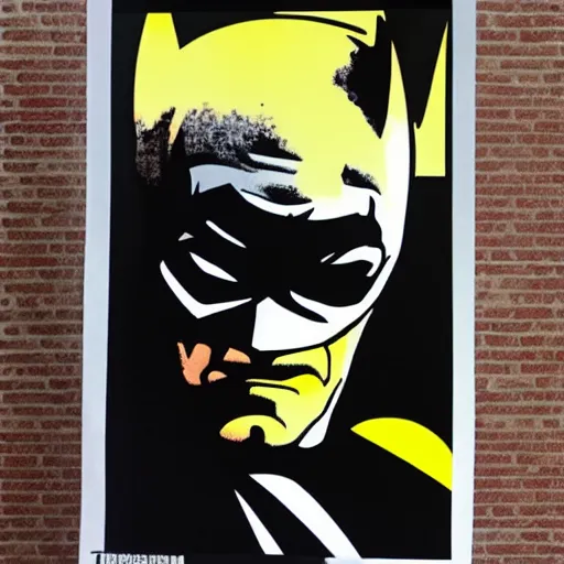 Prompt: batman silk screen banksy