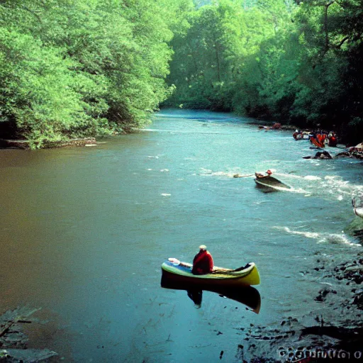 Image similar to cahaba river alabama, canoe in foreground, kodak ektachrome e 1 0 0,