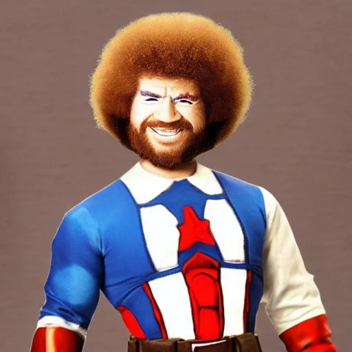 Image similar to Bob Ross as Captain America