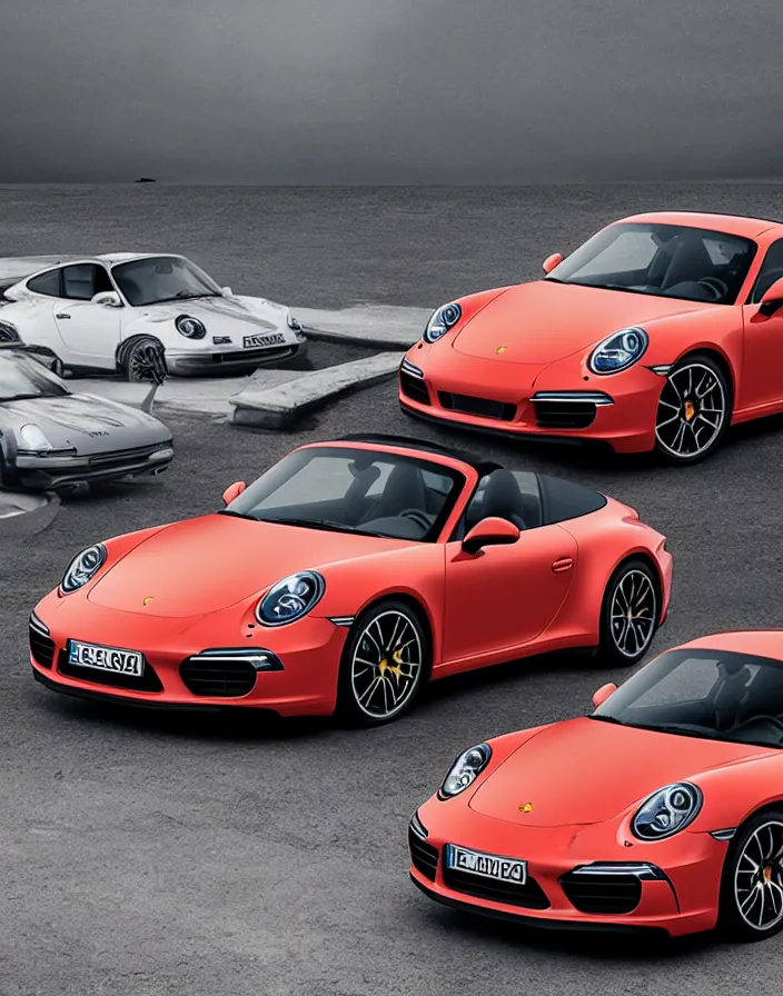 Image similar to porsche 9 1 1 on a year 3 0 5 0 cover of automotive magazine