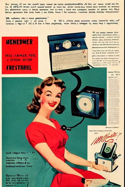 Prompt: 1 9 5 0 s advertisement for an ai art generator