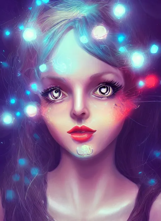 Prompt: aesthetic beautiful radiant digital art of a woman with googly eyes, trending on artstation