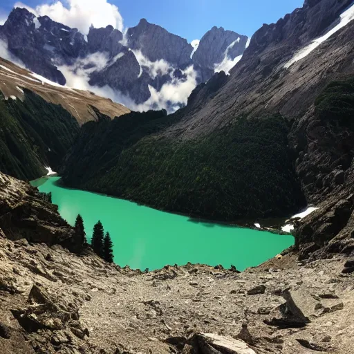 Prompt: took a pic of this exploding lake while hiking in the alps #nature #explosion