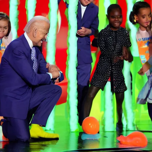 Prompt: joe biden slimed at the kids choice awards