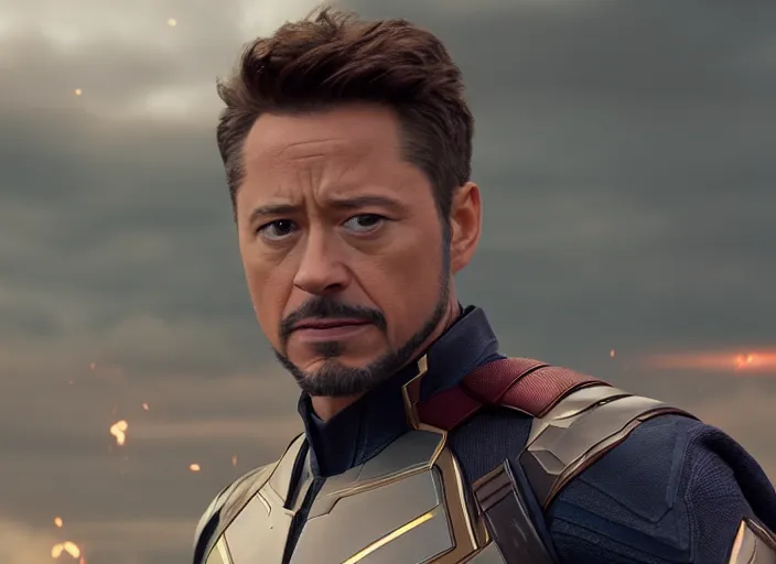 Prompt: film still of Joseph Gordon-Leavitt!!! as Tony Stark in Avengers Infinity War, 4k