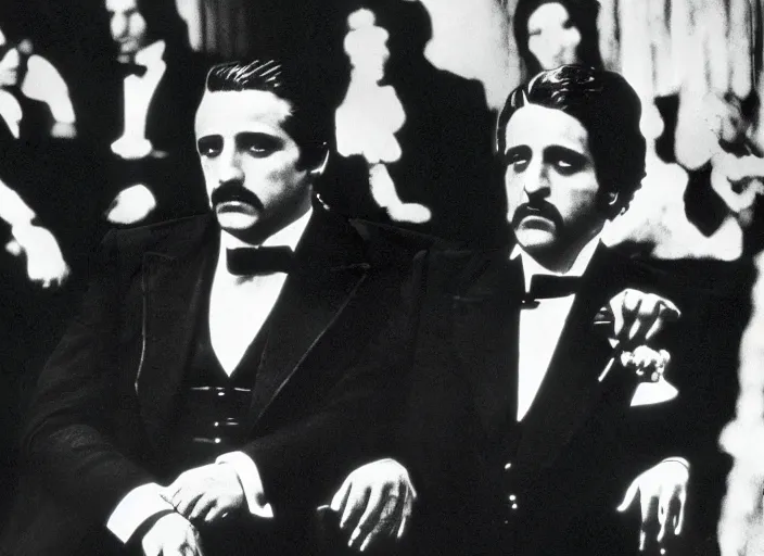 Image similar to a daguerrotype film still of the godfather 1 9 7 2