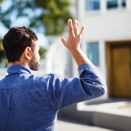 Prompt: man facing camera and waving