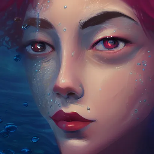 Image similar to face portrait of a woman underwater inspired by lois van baarle, cinematic, 8 k