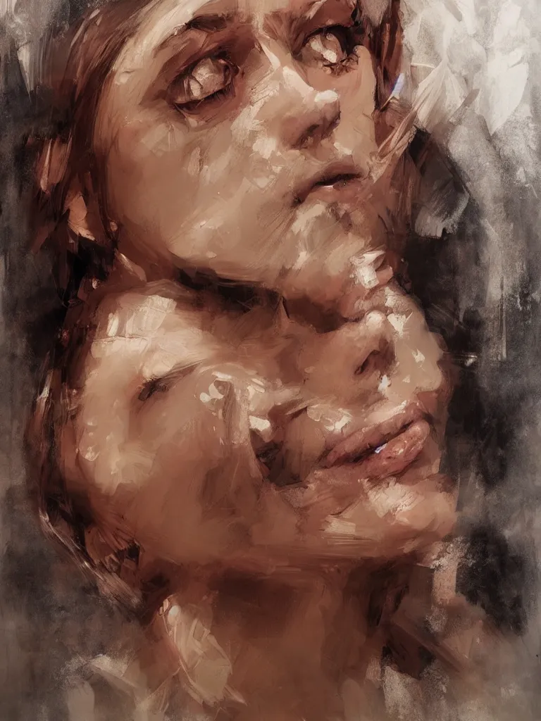 Prompt: spontaneous unfinished romantic portrait underpainting, beautiful juicy brush strokes, alla prima, realist, by richard schmid, trending on cgsociety, red