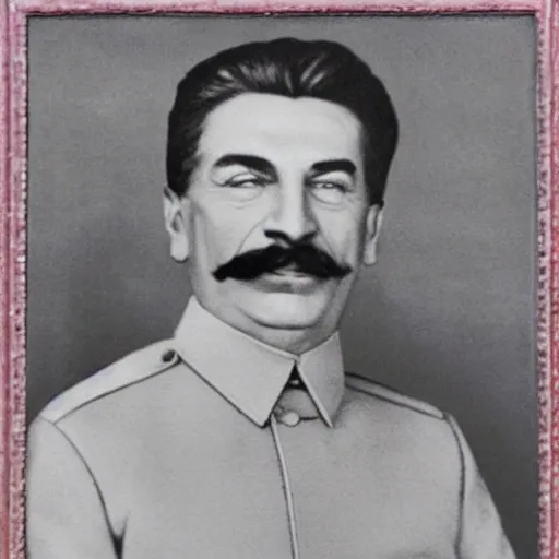 Image similar to portrait of Stalin as a ballet dancer, light pink, amateur photography