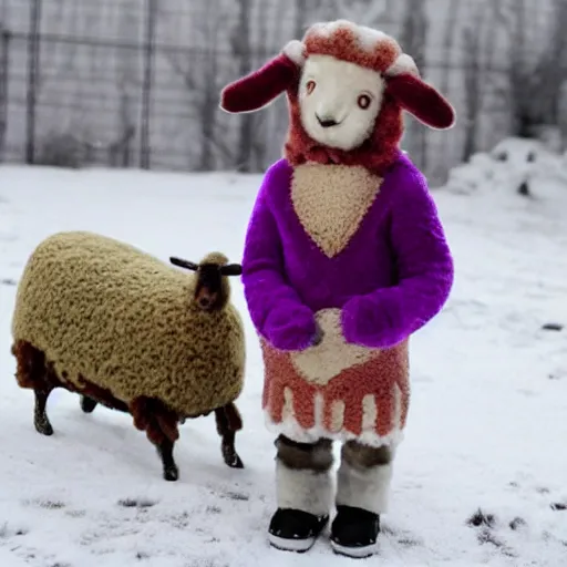 Prompt: doppio wearing sheep suit