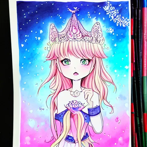 Image similar to ethereal ice cream faerie princess copic markers colored manga illustration
