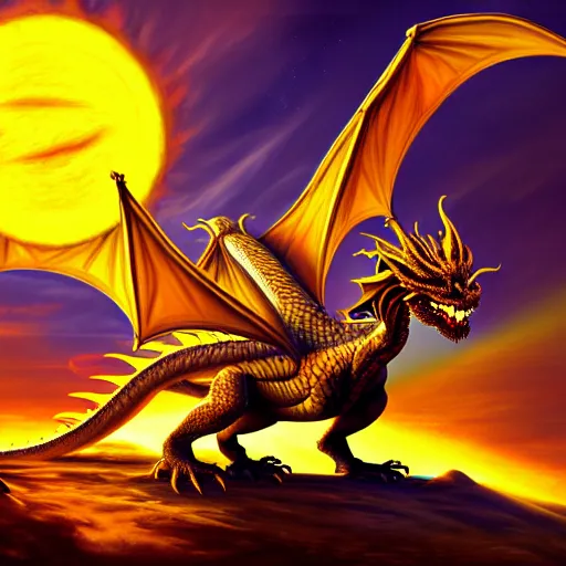 Image similar to a dragon transporting the sun, 8 k, digital art, fantasy art, modernism, ultra detailed, make it look like it was created with dall - e 2