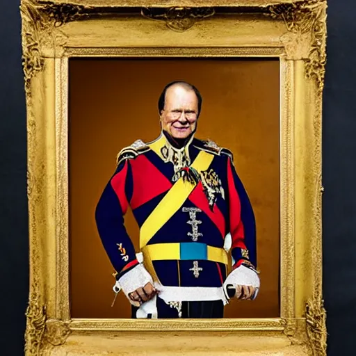 Image similar to portrait of king of sweden, cool, explosions, swords